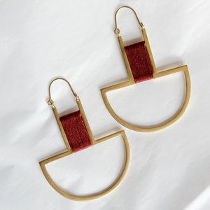 Gold and red boho earrings